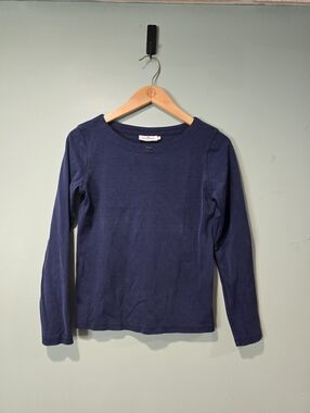 Courreges Paris Navy Embroidered Logo Quiet Luxury Parisian Top Size 2